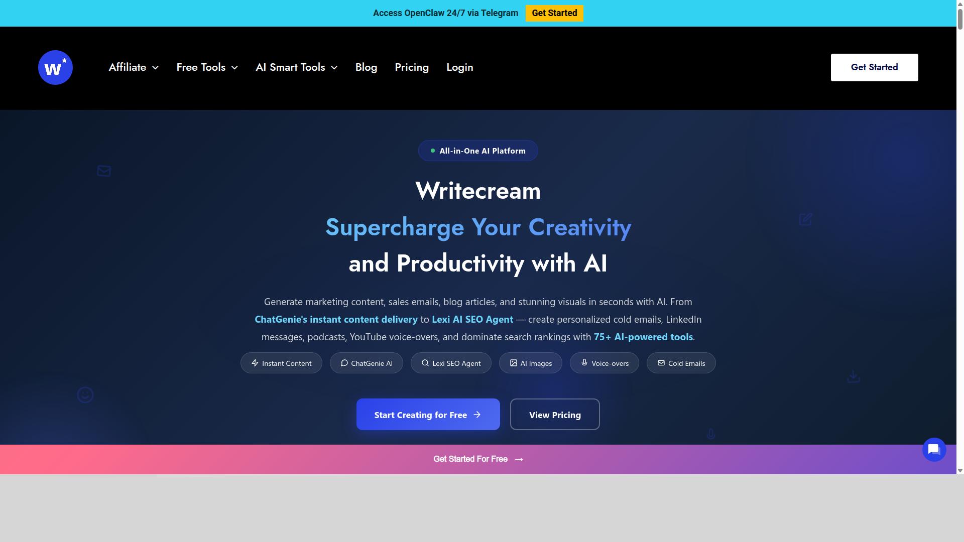 Writecream website